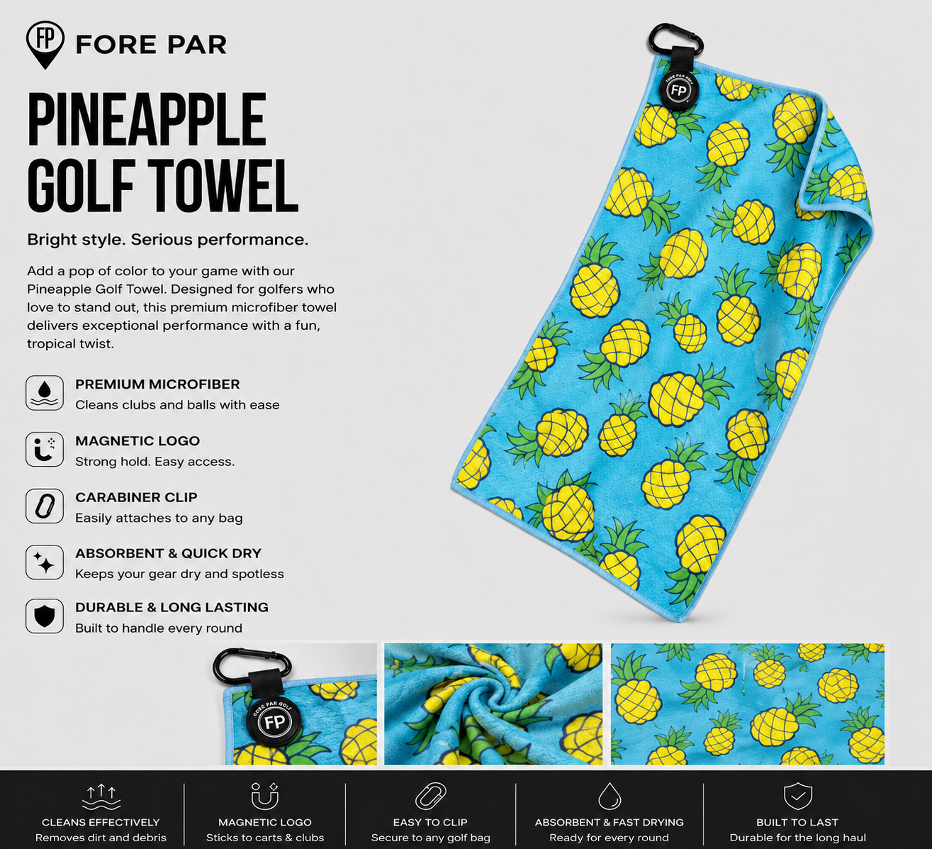 Pineapples Magnetic Golf Towel