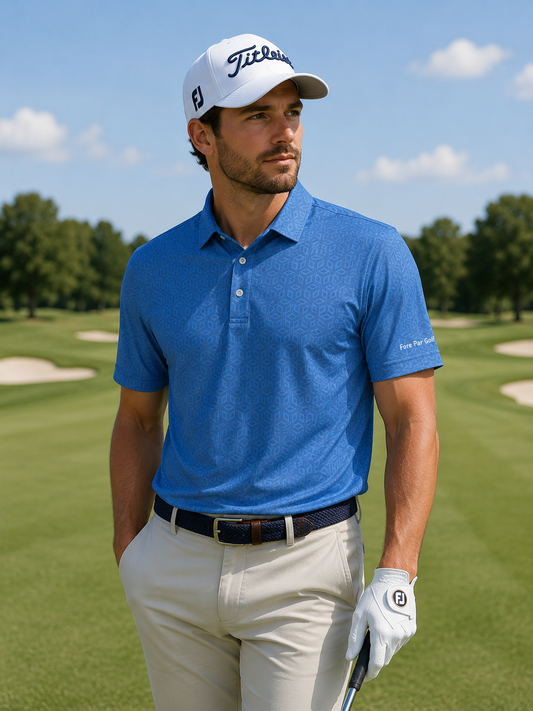 Blue Geometric Performance Polo