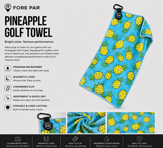 Pineapples Magnetic Golf Towel