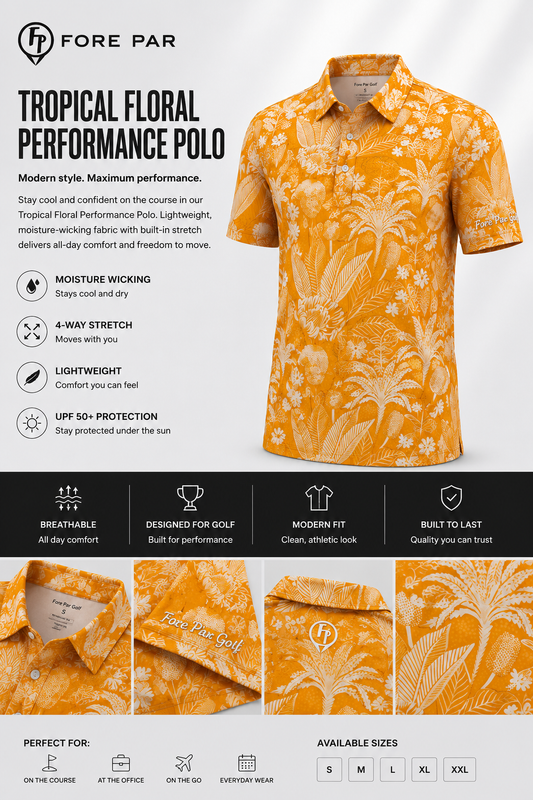 Orange Tropical Performance Polo