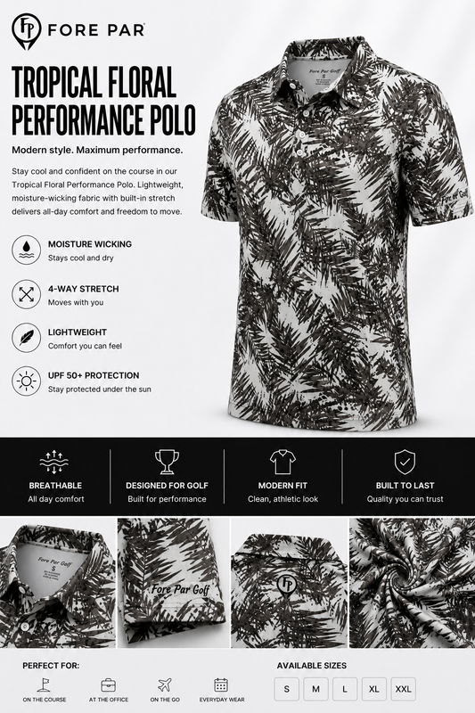 Tropical Floral Performance Polo