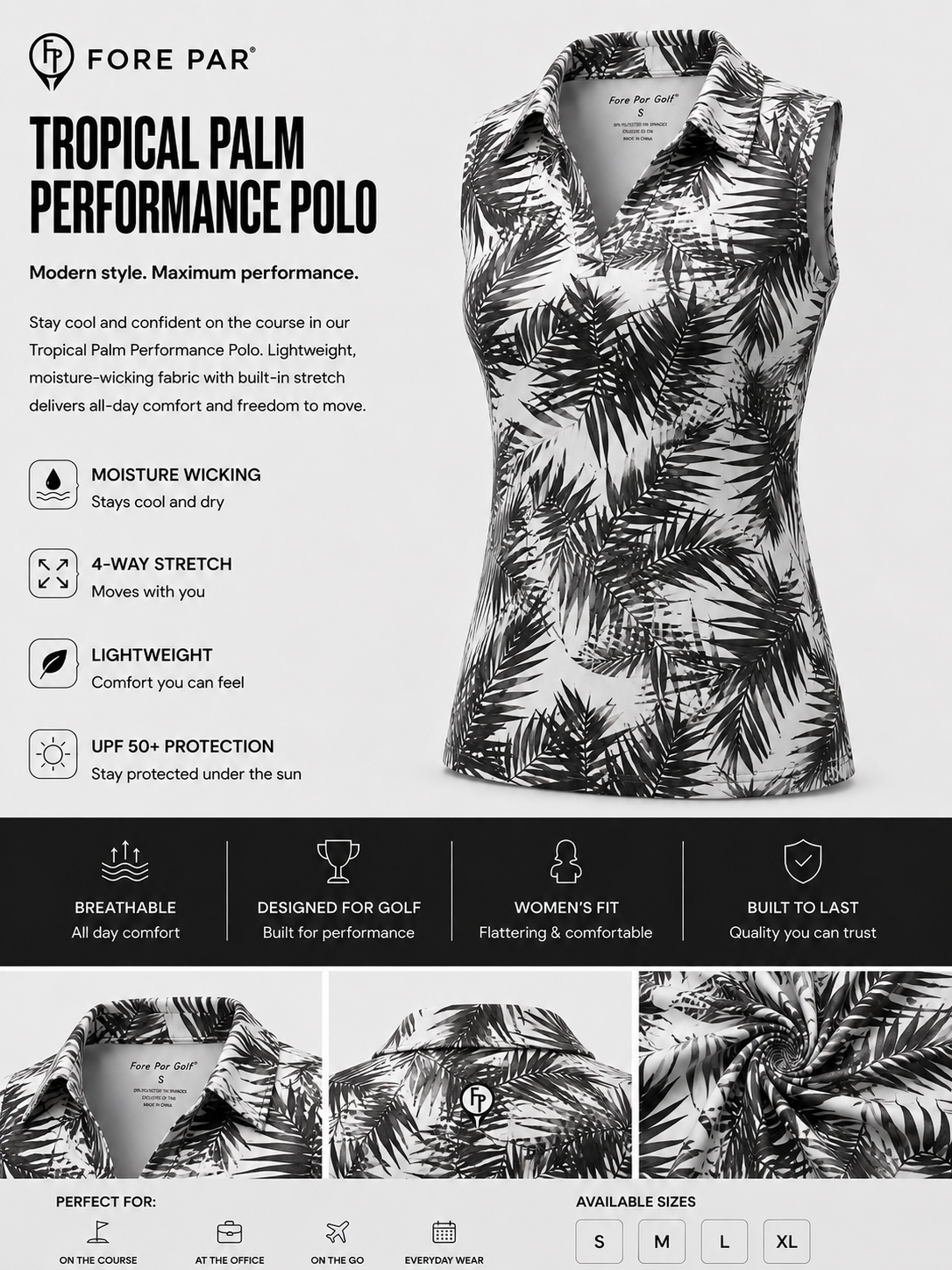 Woman’s sleeveless Tropical Performance Polo
