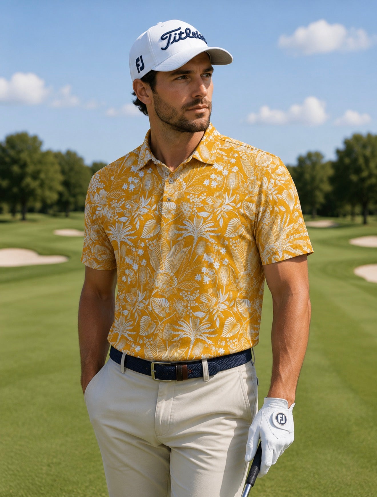 Orange Tropical Performance Polo