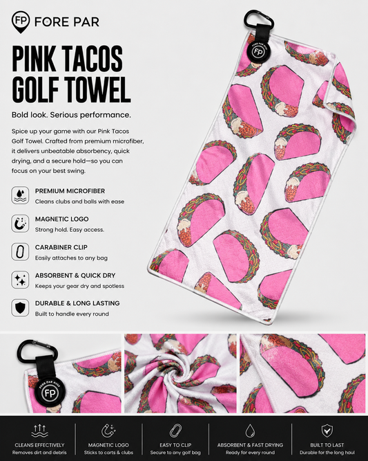 Pink Tacos Magnetic Golf Towel