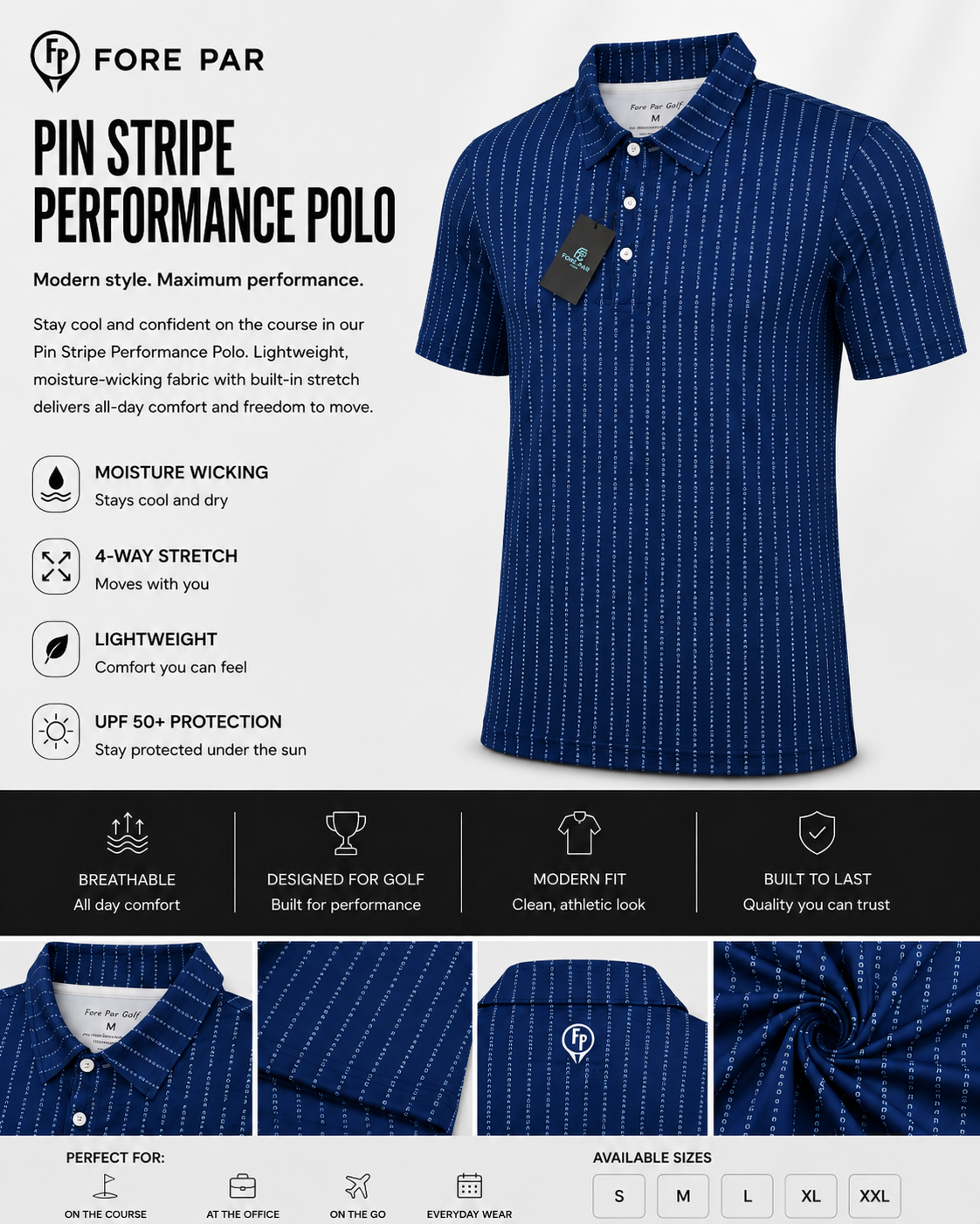 Fore Par Pinstripes Polo