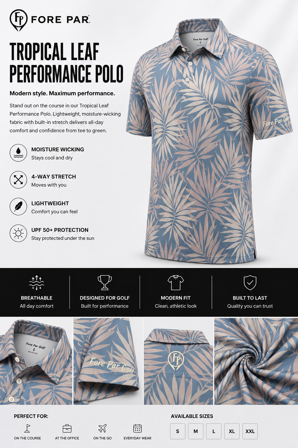 Tropical Leaf Performance Polo